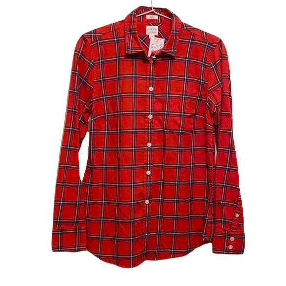 New. J. Crew plaid boyfriend shirt in perfect condition. Size Xs. - Picture 1 of 6